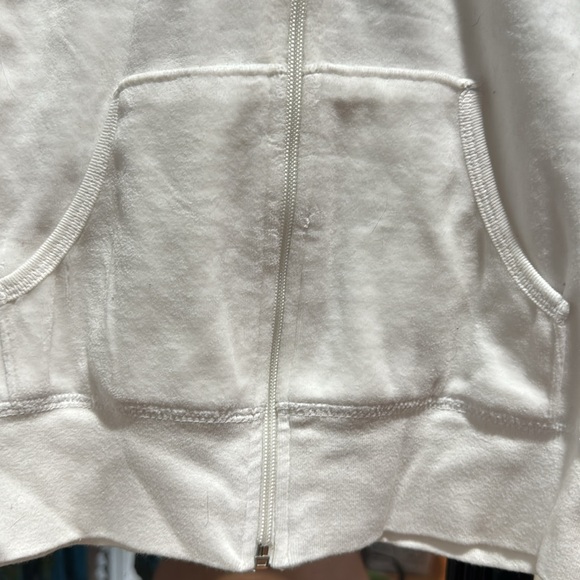 CELLO SPORT White Hoodie Crushed Velvet Sweater Zip Up Juniors Large Z41 - Picture 4 of 6